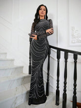 Women Fashionable Elegant Maxi Black Dress With Rhinestone Decor Formal Ball Gown shein